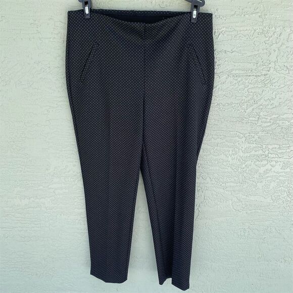 Chico's Women's Ankle Pants Size 1 Black Polka Dot Elastic Waistband - Picture 1 of 8